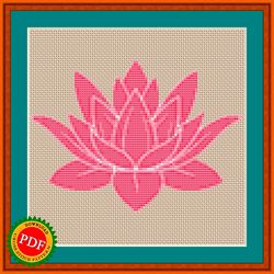Pink Lotus Flower Cross Stitch Pattern