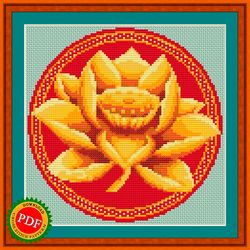 lotus flower cross stitch pattern | sacred lotus