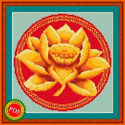 Lotus Flower Cross Stitch Pattern | Sacred Lotus