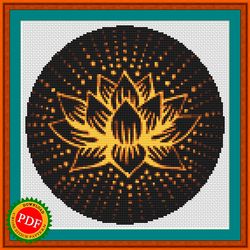 gold lotus flower cross stitch pattern