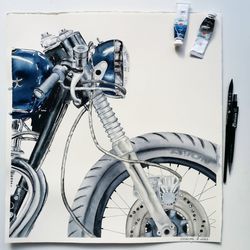 Watercolor motorcycle painting