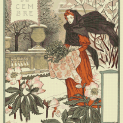 PDF Counted Vintage Cross Stitch Pattern | Garden Calendar for December | Female Gardener | 1800s | 5 Sizes