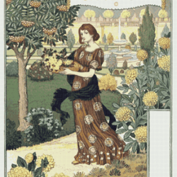 PDF Counted Vintage Cross Stitch Pattern | Garden Calendar for September | Female Gardener | 1800s | 4 Sizes