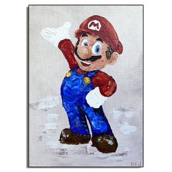 Super Mario Bros Wall Art / Super Mario Bros Canvas Painting / Game Character Wall Art / Nintendo Game Painting / Mario Original Painting / Pop Art Painting / Mario original wall art 