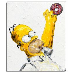 Original Abstract Homer Simpson Wall Art / The Simpsons Original Wall Art / Homer Simpson Original painting / Homer Art