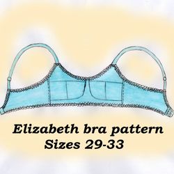 No underwire bra pattern plus size, Elizabeth, Sizes 29-33, Wireless bra pattern, Plus size bra pattern