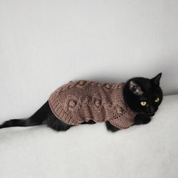 Cable pet jumper Cat sweater Knitted clothes for pet jumper for cat dog sweater Knitwear for cats Sphynx sweaters