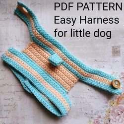 Dog harness pattern/ Dog Clothes patterns/ Dog collar/ Cat harness/ Crochet for dog/ Easy PDF Pattern