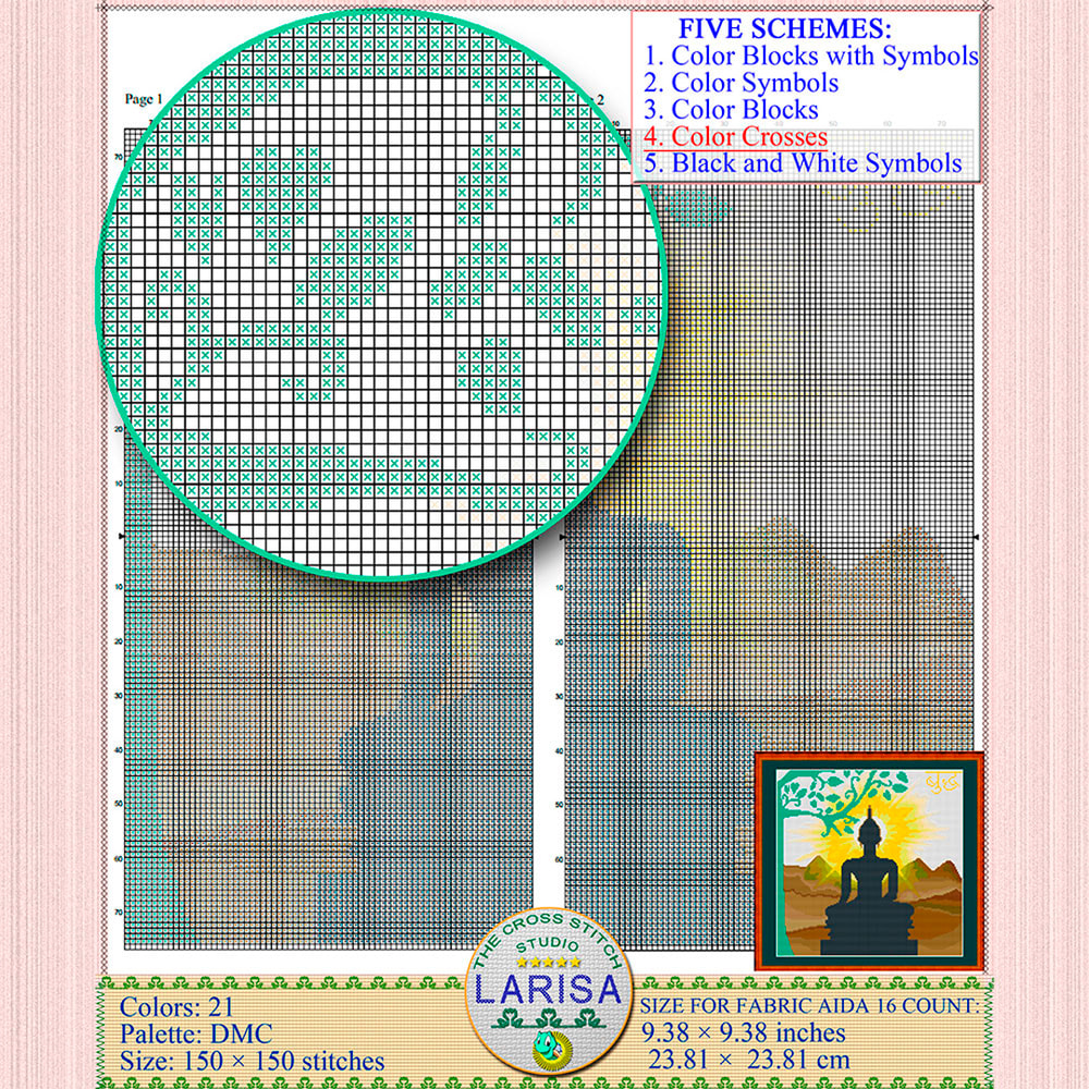Buddhist cross stitch pattern