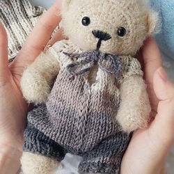 OOAK Collectable Teddy Bear 7,6 inches/ Plush teddy bear/ Artist plush animal/ Handmade teddy bear/ Crochet bear