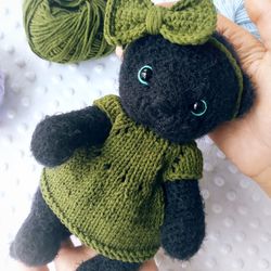 Teddy cat/ plush black cat/ artist plush animal/ ooak teddy cat/ stuffed toy cat/ handmade teddy kitten