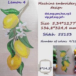 Lemon 4 8x14  Embroidery Design   DIGITAL EMBROIDERY