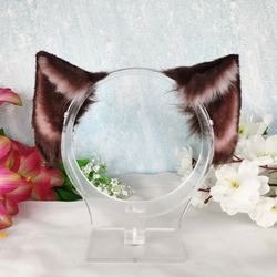 Chocolate Brown Kitten Ears Headband