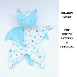 Dragon Lovey PDF sewing pattern Security blanket Digital Download
