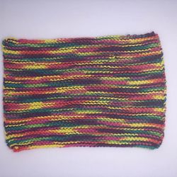 Handmade Knitted  Rainbow Cotton Washcloth
