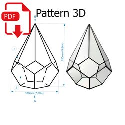 stained glass terrarium template 001. printable pattern. diy terrarium template