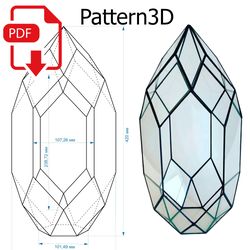 Stained glass terrarium template 002. Printable pattern. DIY terrarium template.