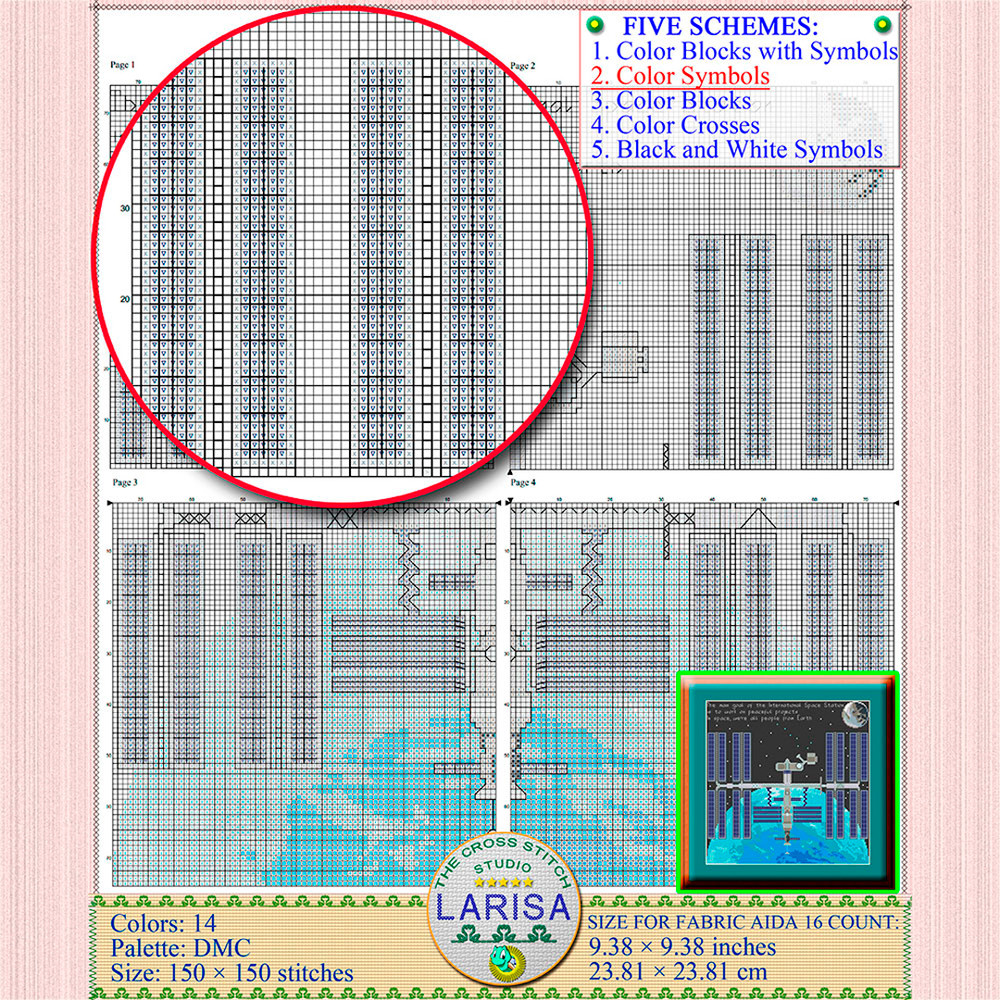 Orbiter cross stitch pattern