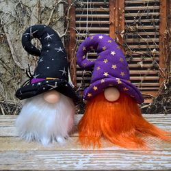 A pair of Witch gnomes, Halloween decoration gnome, Halloween outdoor decor, Home decor, Gift idea, Halloween gift,