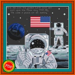 Apollo 11 Cross Stitch Pattern | Moon Landing | Lunar Landing