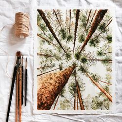 Watercolor print "PINE TREES"