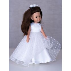 Paola Reina doll clothes, White long doll dress, Outfit for 13 inch doll, Doll clothing