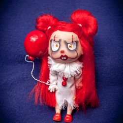 OOAK miniature Pennywise doll by Yumi Camui