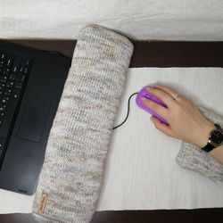 Keyboard wrist rest pillows. Cotton knit pillows set. Geek gift.