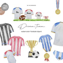 Watercolour Football Shirt Clipart for personalised family print