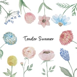 blue and pink pastel watercolor flowers cipart