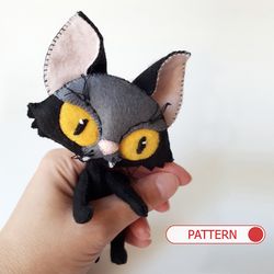 Cat pattern plush or felt toy Halloween decorations , Black Cat stuffed animal toy pattern sewing