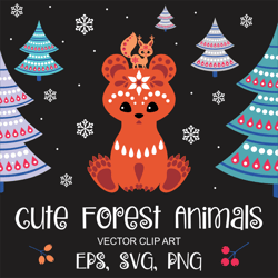 forest animals clipart | christmas illustrations