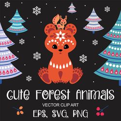 Forest animals clipart | Christmas illustrations