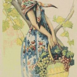 pdf counted vintage cross stitch pattern | lady | gaspar kams 1874-1942 | 3 sizes