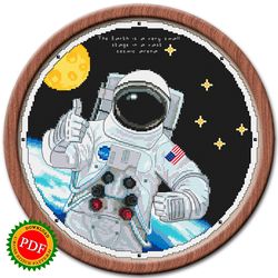 Astronaut Cross Stitch Pattern | Cosmonaut | Spacewalk