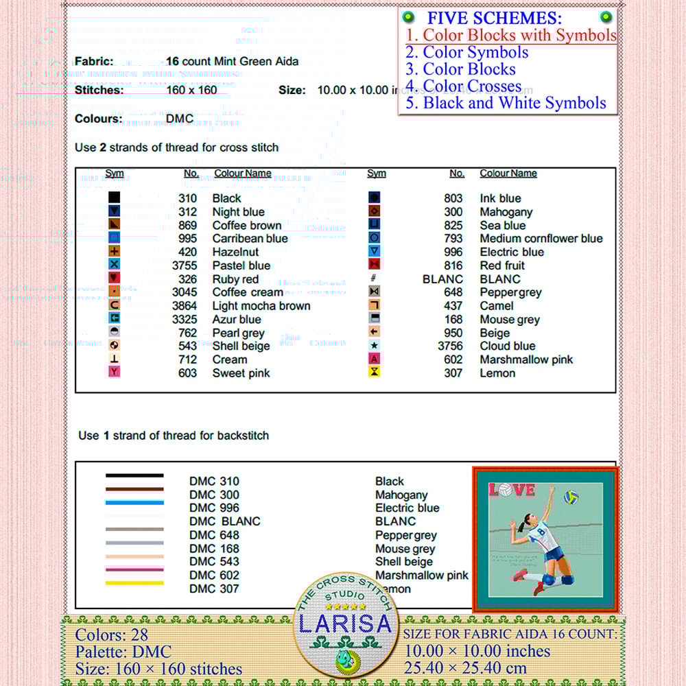 Volleyball Cross Stitch Pattern