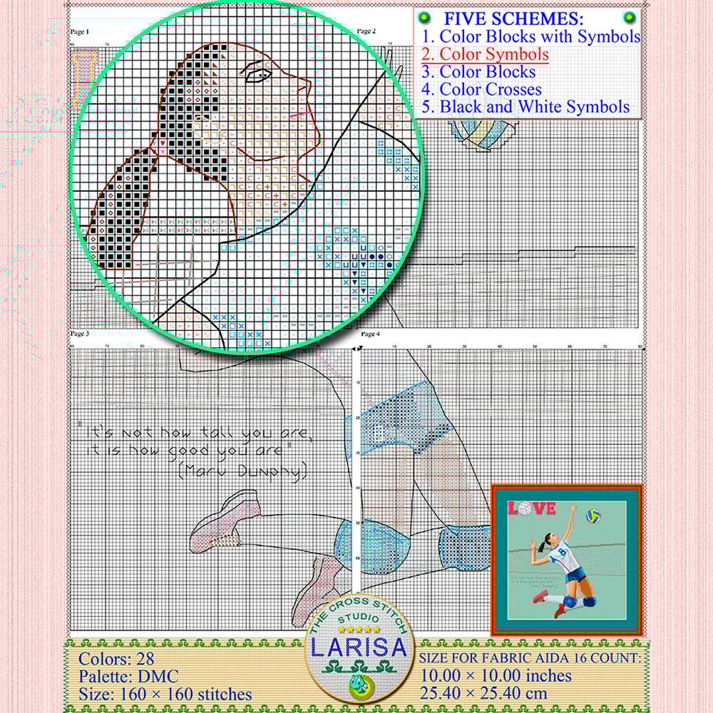 Volleyball player Cross Stitch Pattern
