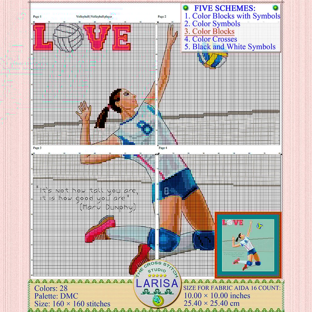 Indoor volleyball Cross Stitch Pattern