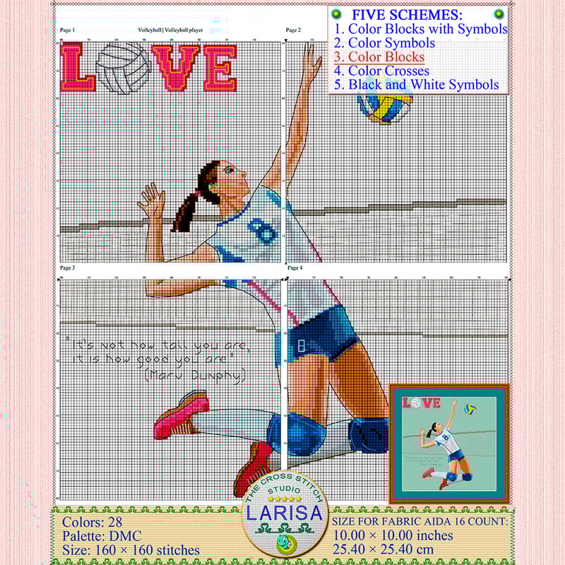 Indoor volleyball Cross Stitch Pattern
