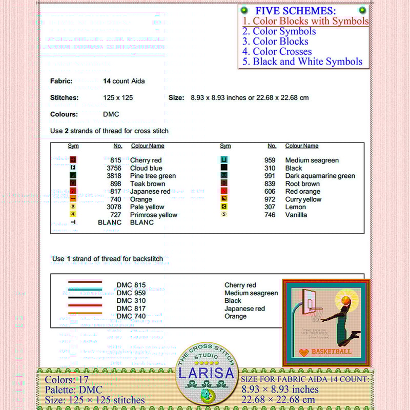Basketball cross stitch pattern