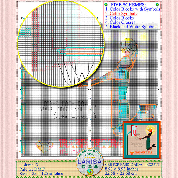 Basketball player cross stitch pattern