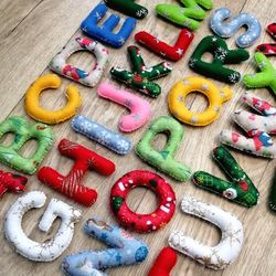 Christmas English Alphabet made of Felt, Alphabet New Year, Preschool English letters for baby, Early development