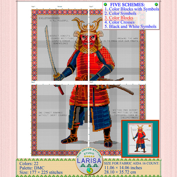 Samurai Cross Stitch Pattern