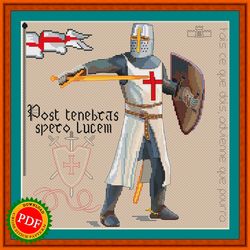 Knight Cross Stitch Pattern | Crusader | Medieval Knight