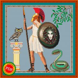 Athena Cross Stitch Pattern | Warrior Goddess | Minerva