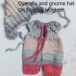 KNIT PATTERN overalls and a gnome hat for teddy bear/ Toy outfit/ Clothes for teddy bear/ Knit beginner pattern/ For toy