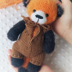Teddy panda bear/ Red panda bear plush toy/ OOAK red panda/ Handmade plush collectible teddy bear/ Stuffed red panda