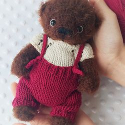 OOAK collectable teddy bear 7,6 inches/ Plush teddy bear/ Artist plush animal/ Stuffed handmade teddy bear/ Little bear