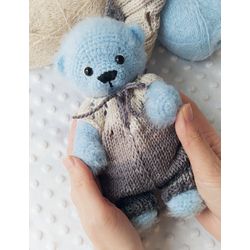 Plush teddy bear 7,6 inches/ OOAK collectable bear/ Artist plush animal/ Totem animal toy/ Stuffed handmade teddy bear