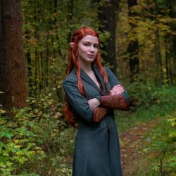 The Hobbit Cosplay - Tauriel Costume - Faux Suede Green Dress - Made to order